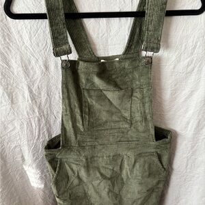 Olive Green Corduroy Overalls